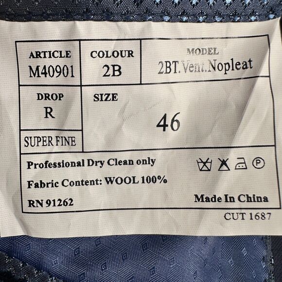 MANTONI Mens Navy Blazer 46R Virgin Wool Sport Coat Two Button 2-Vent Jacket - Picture 6 of 12